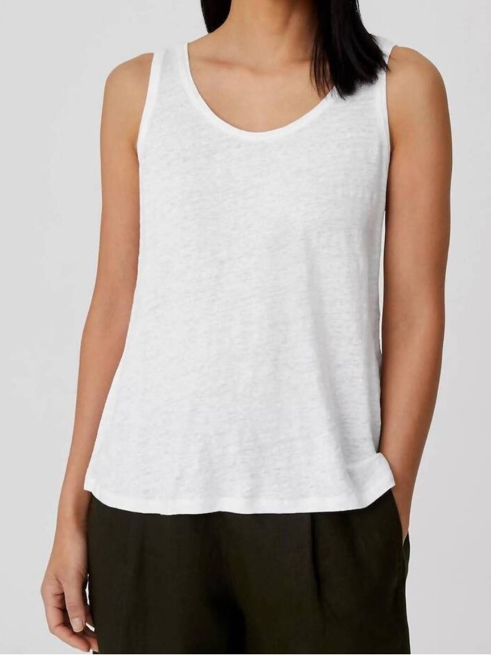 Eileen Fisher White Organic Linen Jersey Tank Size XS